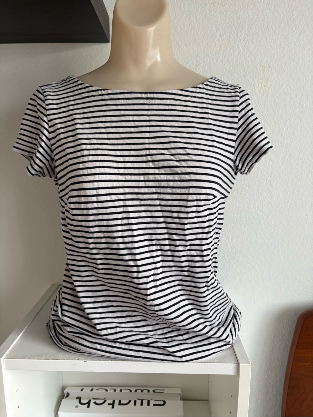 H&M maternity Black and White Striped Scoop Neck Tee